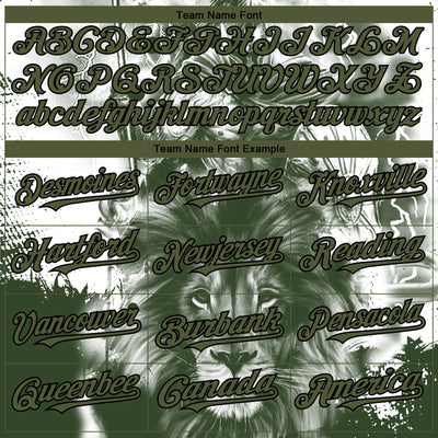 Custom White Olive-Black 3D Pattern Design Animal Lion Authentic Baseball Jersey