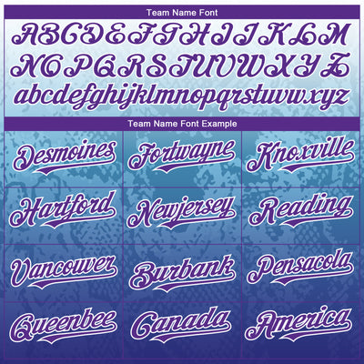 Custom White Purple-Royal 3D Pattern Design Gradient Style Animal Snake Authentic Baseball Jersey