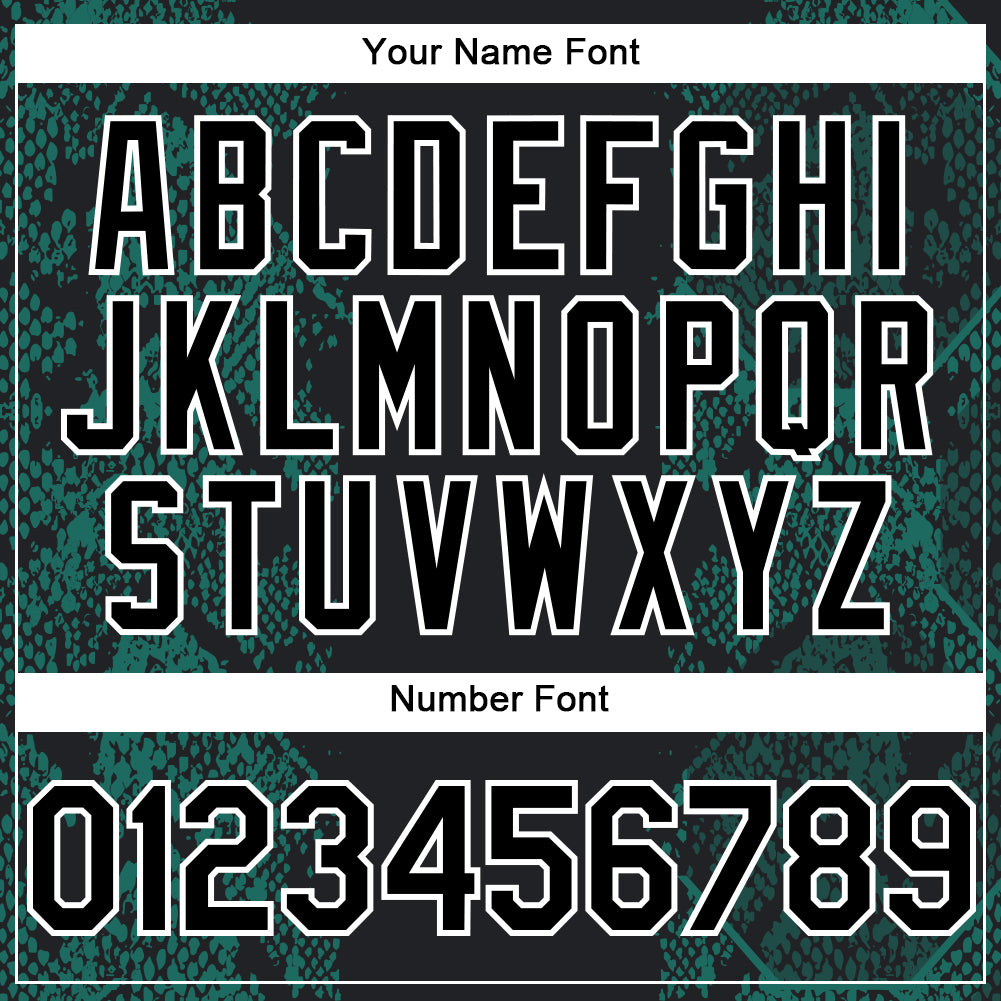 Custom Black Midnight Green-White 3D Pattern Design Animal Snake Authentic Baseball Jersey