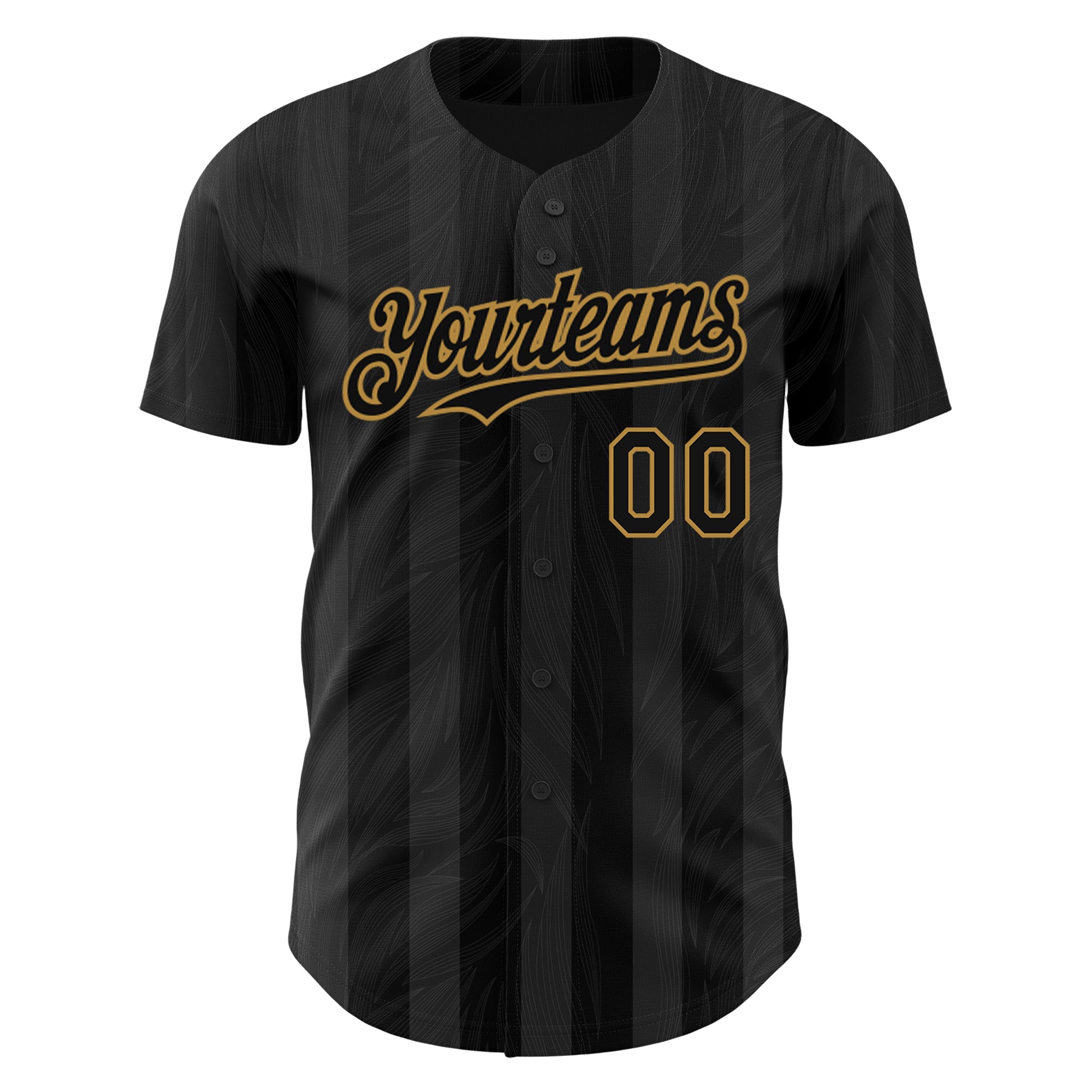 Custom Black Old Gold 3D Pattern Design Stripes Authentic Baseball Jersey