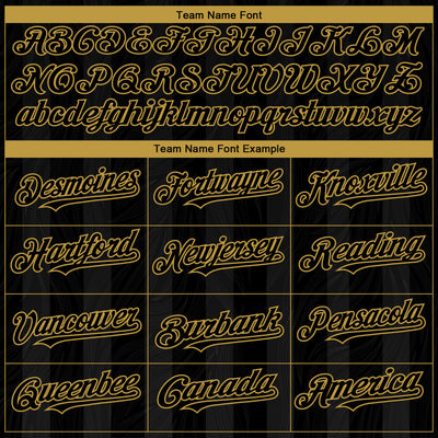 Custom Black Old Gold 3D Pattern Design Stripes Authentic Baseball Jersey