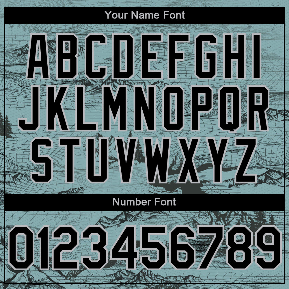 Custom Green Black Gray 3D Pattern Design Mountain Authentic Baseball Jersey