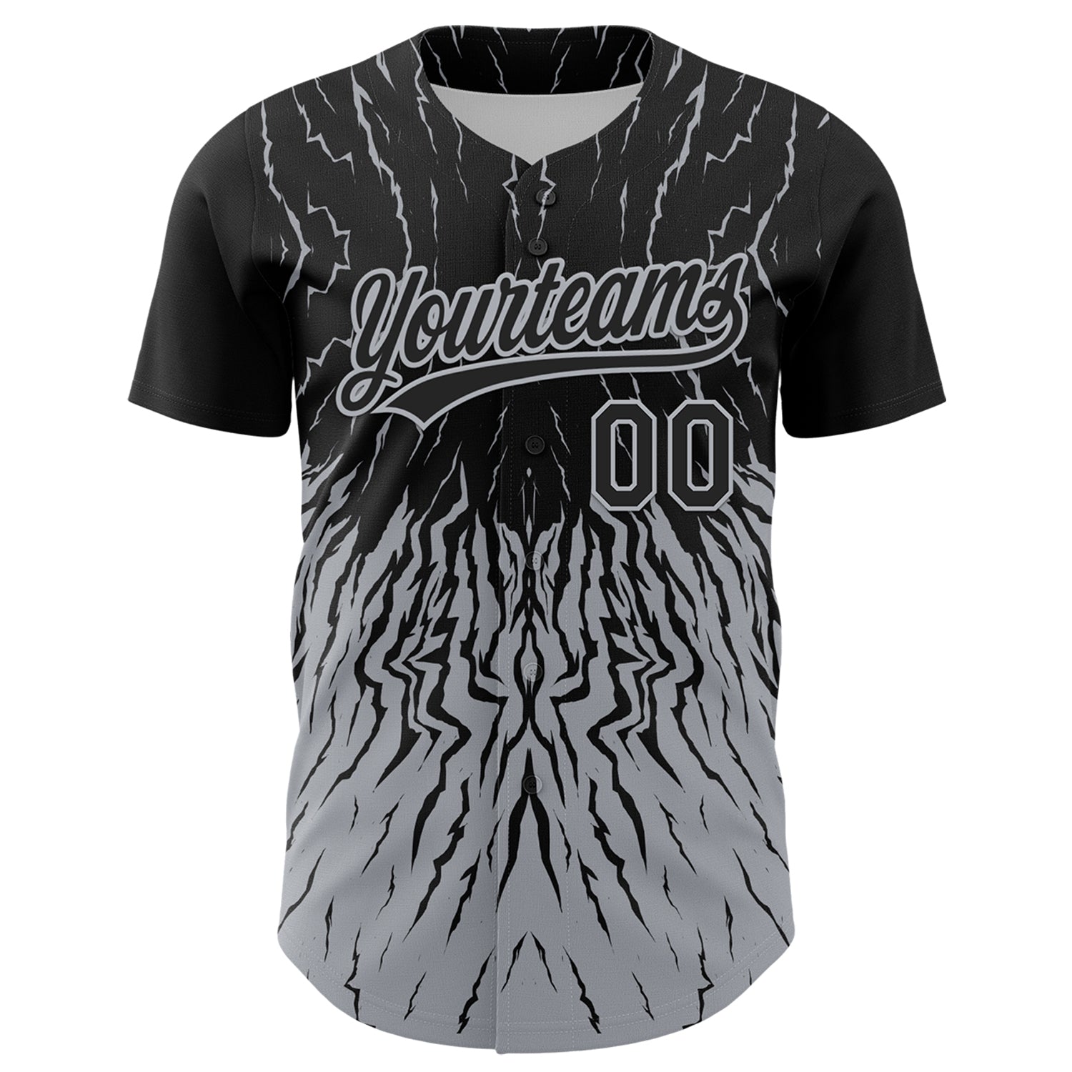Custom 3D Pattern Baseball Jersey Black Gray Design Abstract Wave