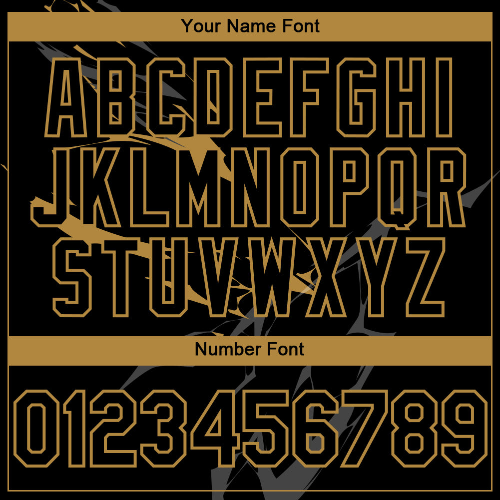 Custom Black Old Gold 3D Pattern Design Lightning Authentic Baseball Jersey