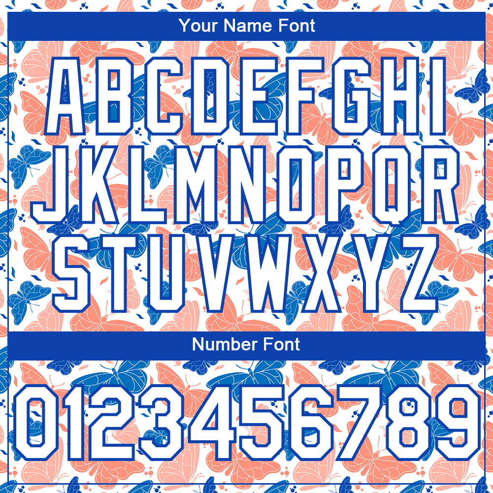 Custom White Royal 3D Pattern Design Animal Butterfly Authentic Baseball Jersey