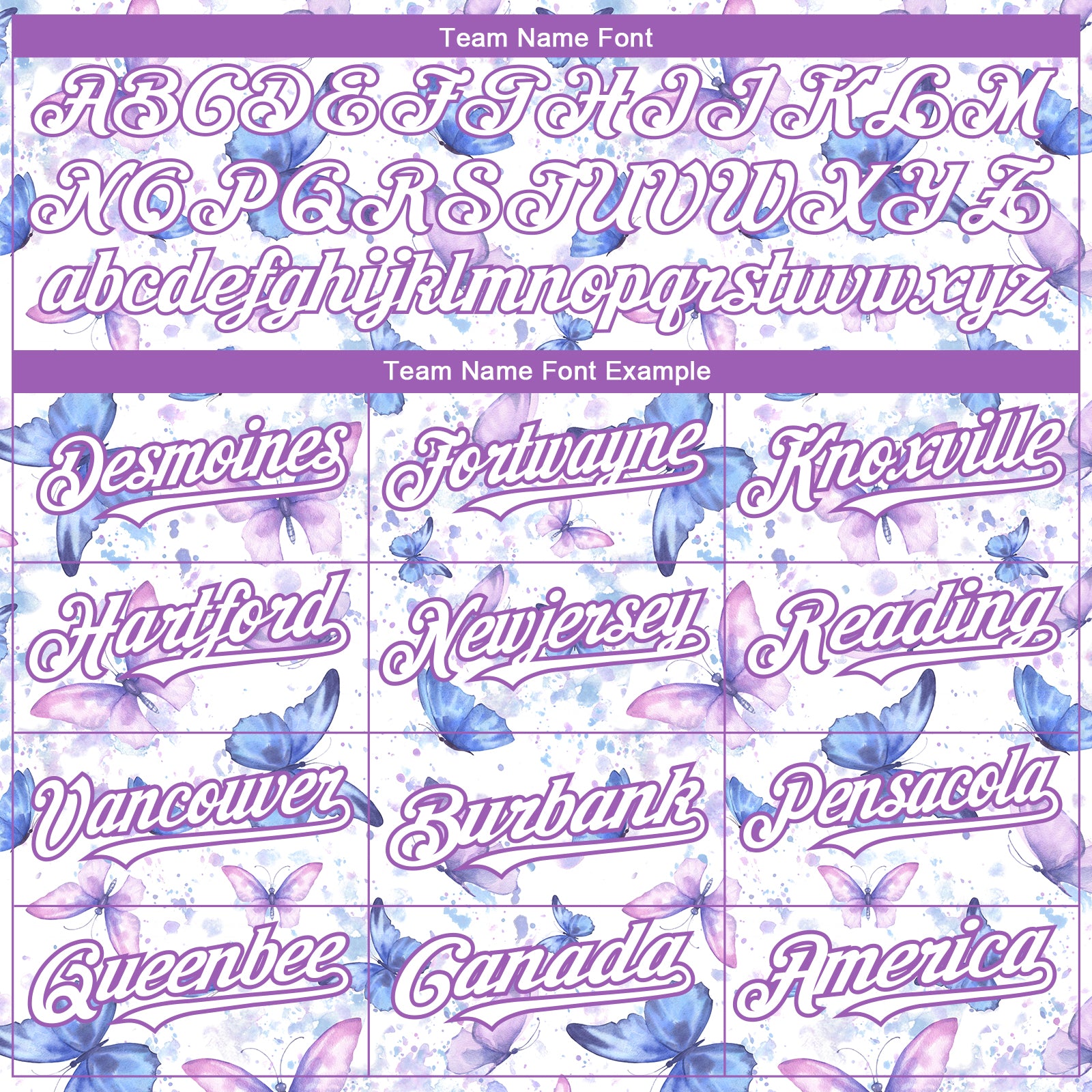 Custom White Medium Purple 3D Pattern Design Animal Butterfly Authentic Baseball Jersey