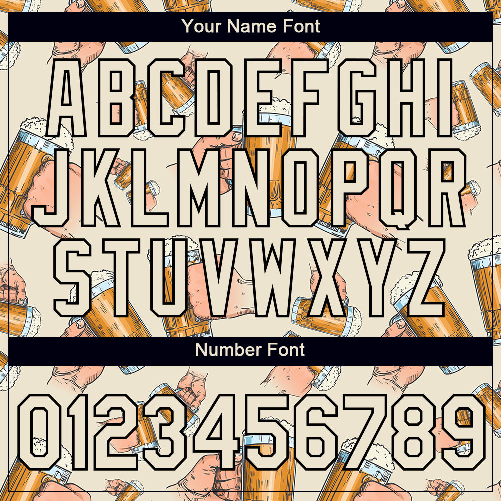 Custom Cream Black 3D Pattern Design Beer Performance T-Shirt