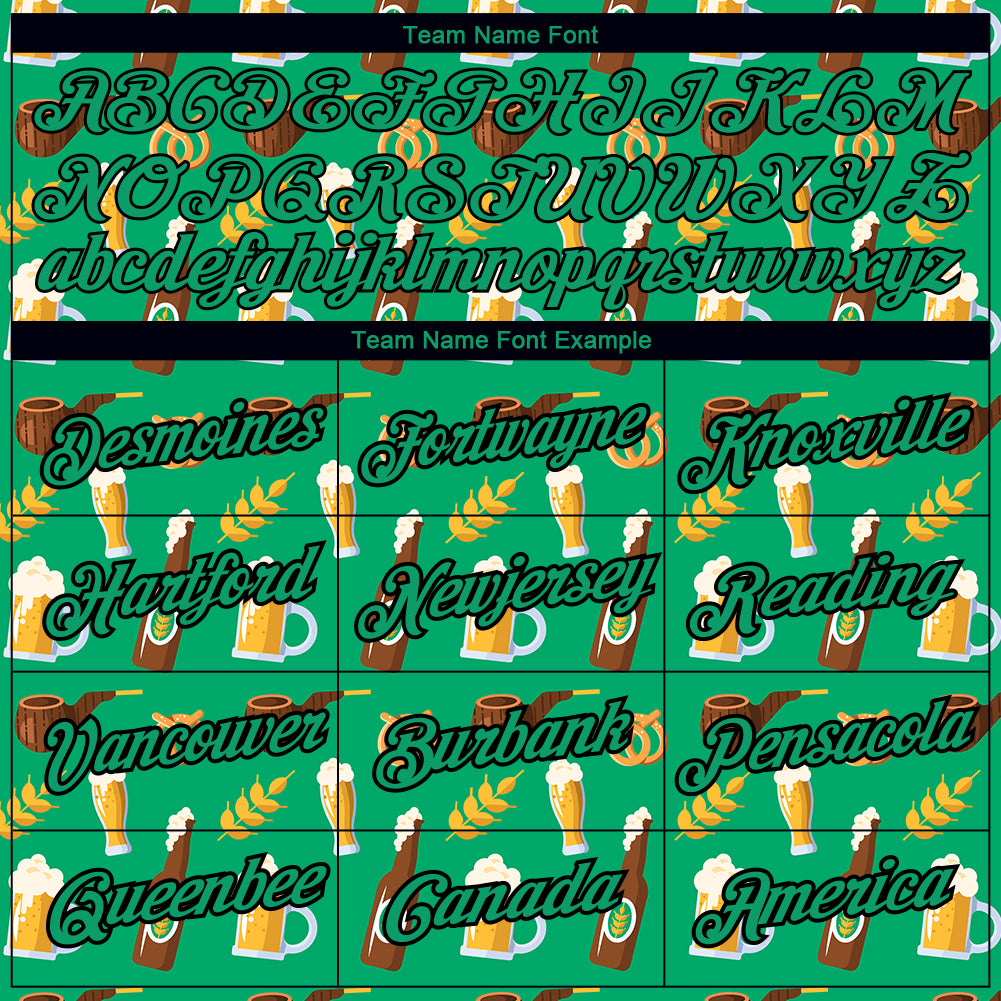 Custom Grass Green Black 3D Pattern Design Oktoberfest Beer Festival Performance T-Shirt