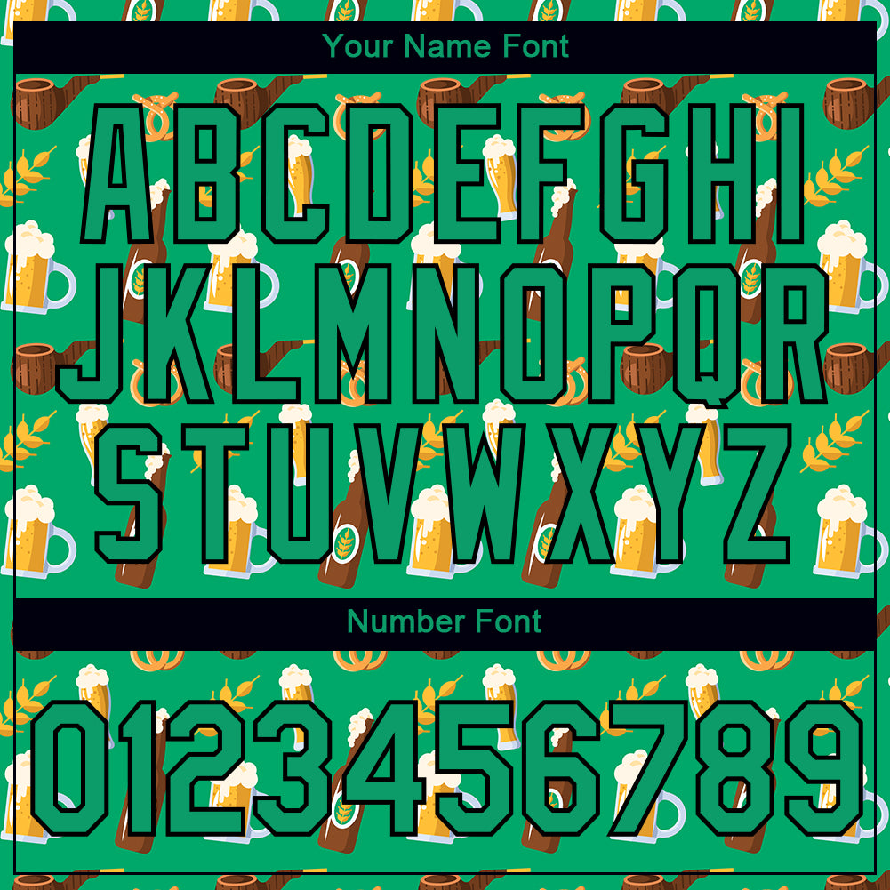 Custom Grass Green Black 3D Pattern Design Oktoberfest Beer Festival Performance T-Shirt