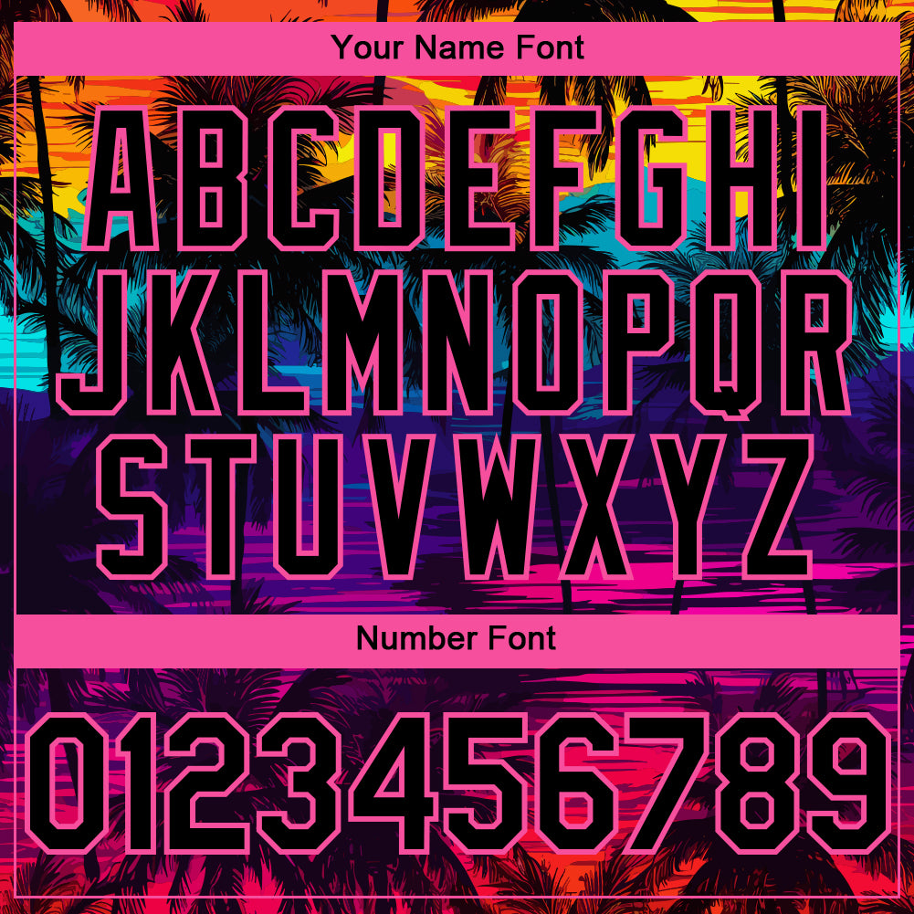 Custom Black Pink 3D Pattern Design Tropical Hawaii Palms Trees Authentic Baseball Jersey