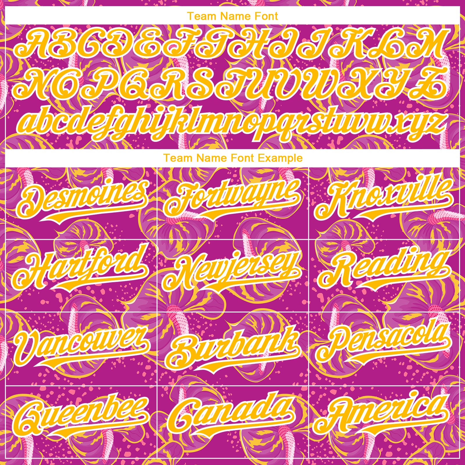 Custom Deep Pink Gold-White 3D Pattern Design Tropical Anthurium Flower Authentic Baseball Jersey