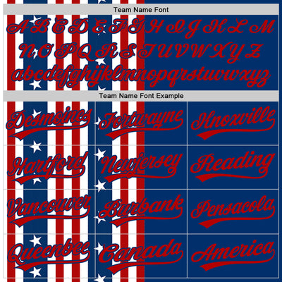Custom US Navy Blue Red 3D American Flag And Star Authentic Baseball Jersey