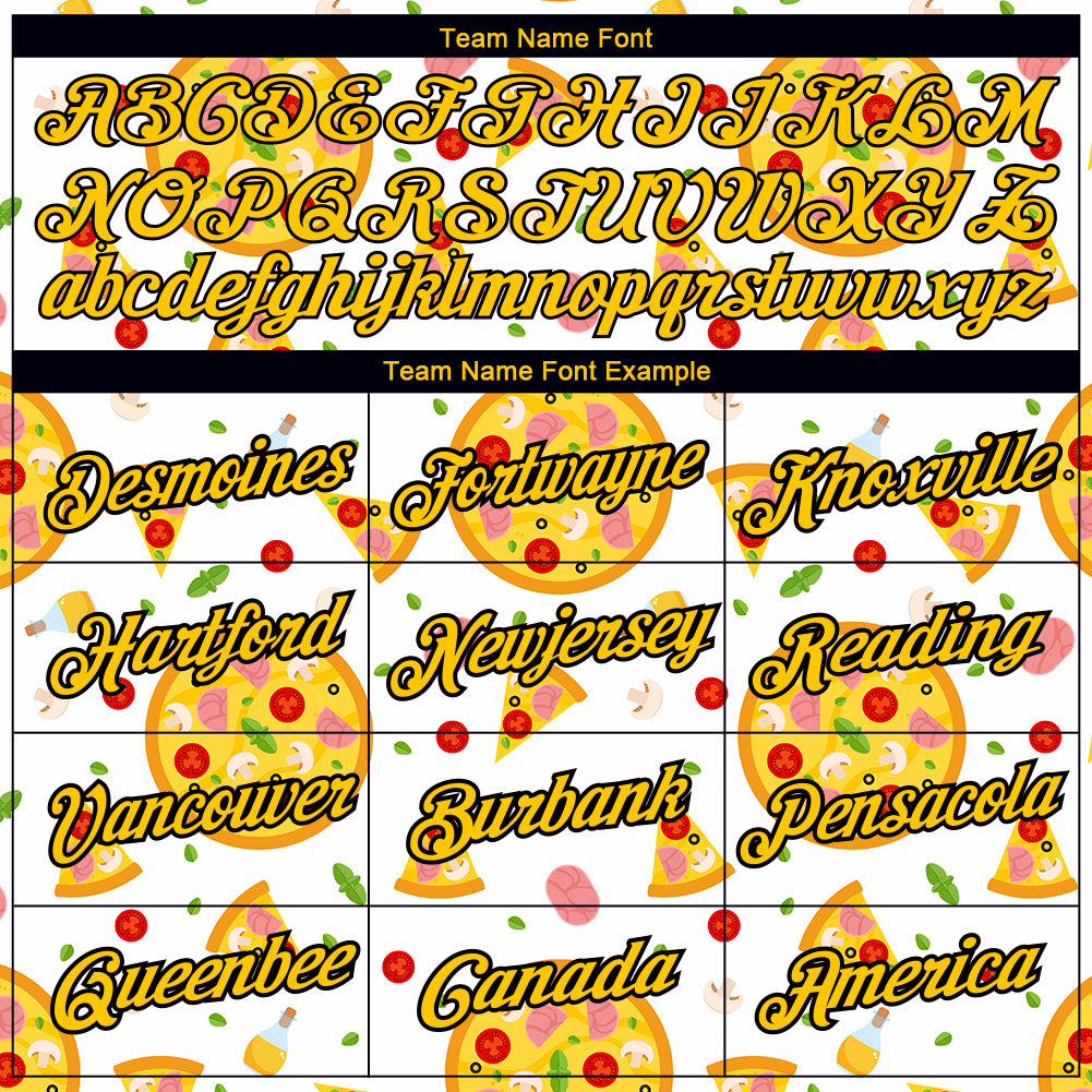 Custom White Yellow-Black 3D Pattern Design Food Pizza Performance T-Shirt