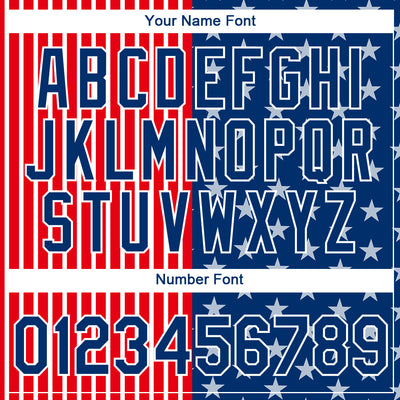 Custom Fire Red US Navy Blue-White 3D Pattern Design Star Performance T-Shirt