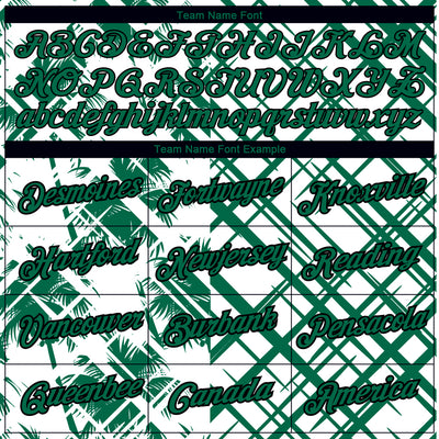 Custom White Kelly Green-Black 3D Tropical Hawaii Trees Performance T-Shirt