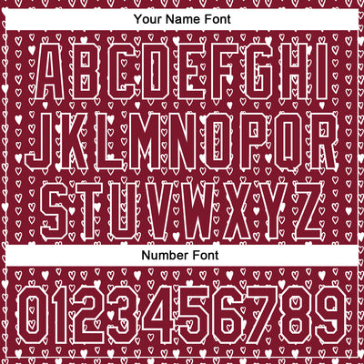 Custom Crimson White 3D Pattern Design Hearts Authentic Baseball Jersey