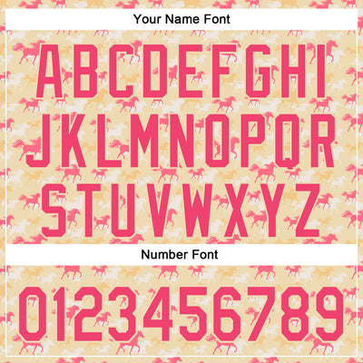 Custom Cream Neon Pink 3D Pattern Design Animal Horse Authentic Baseball Jersey