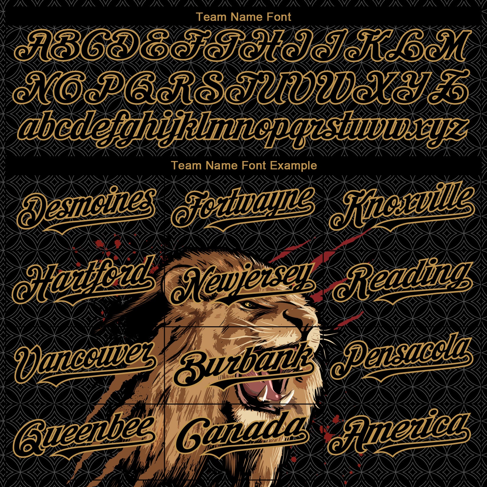 Custom Black Old Gold 3D Pattern Design Animal Lion Authentic Baseball Jersey