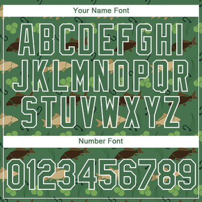 Custom Kelly Green White 3D Pattern Design Fishing Fish Hook Performance T-Shirt