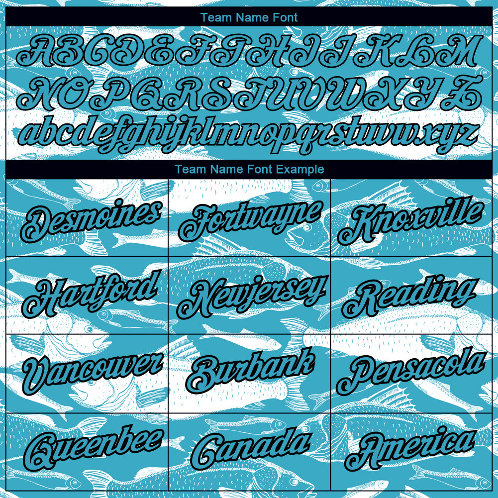 Custom Panther Blue Black-White 3D Pattern Design Fish Performance T-Shirt