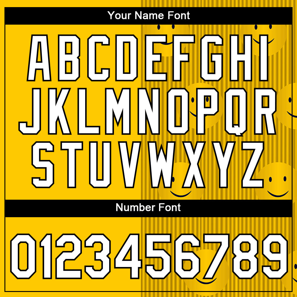 Custom Gold White-Black 3D Pattern Design Smile Emoji Performance T-Shirt