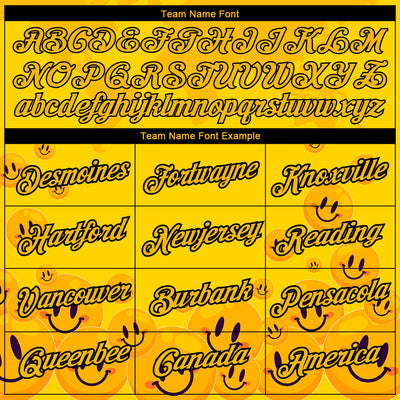 Custom Gold Black 3D Pattern Design Smile Emoji Performance T-Shirt