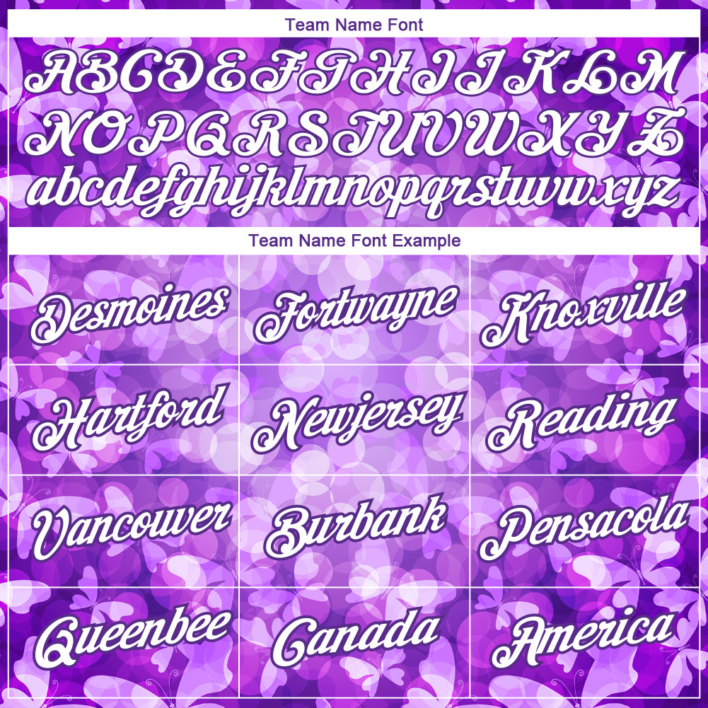 Custom Purple White 3D Pattern Design Butterfly Performance T-Shirt