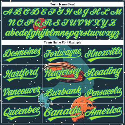 Custom Navy Neon Green-Blue 3D Halloween Authentic Baseball Jersey