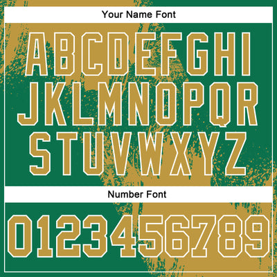 Custom Stitched Kelly Green Old Gold-White 3D Pattern Design Abstract Brush Stroke Sports Pullover Sweatshirt Hoodie