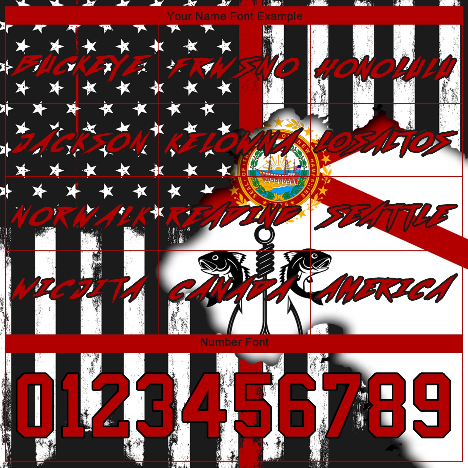 Custom Black Red-White 3D American Flag And Fish Hook Fishing Sports Pullover Sweatshirt Hoodie