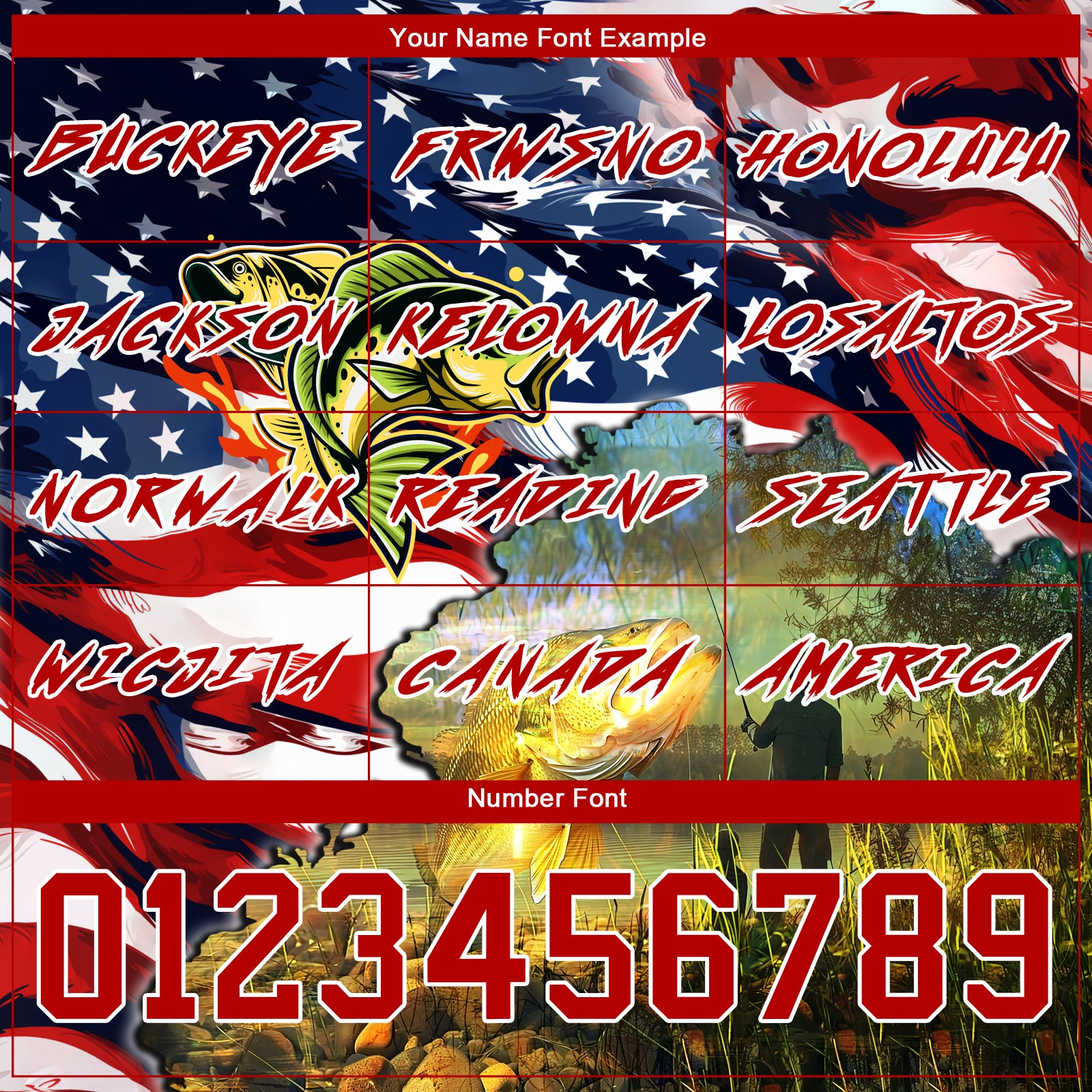 Custom Navy Red-White 3D American Flag And Smallmouth Bass Fish Fishing Sports Pullover Sweatshirt Hoodie