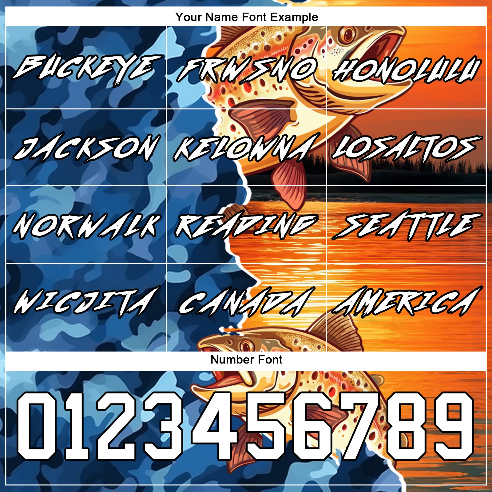 Custom Bay Orange Camo-Black 3D Trout Fish Fishing Sports Pullover Sweatshirt Hoodie