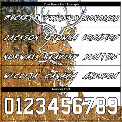 Custom White Black-Old Gold 3D Deer Hunting Sports Pullover Sweatshirt Hoodie