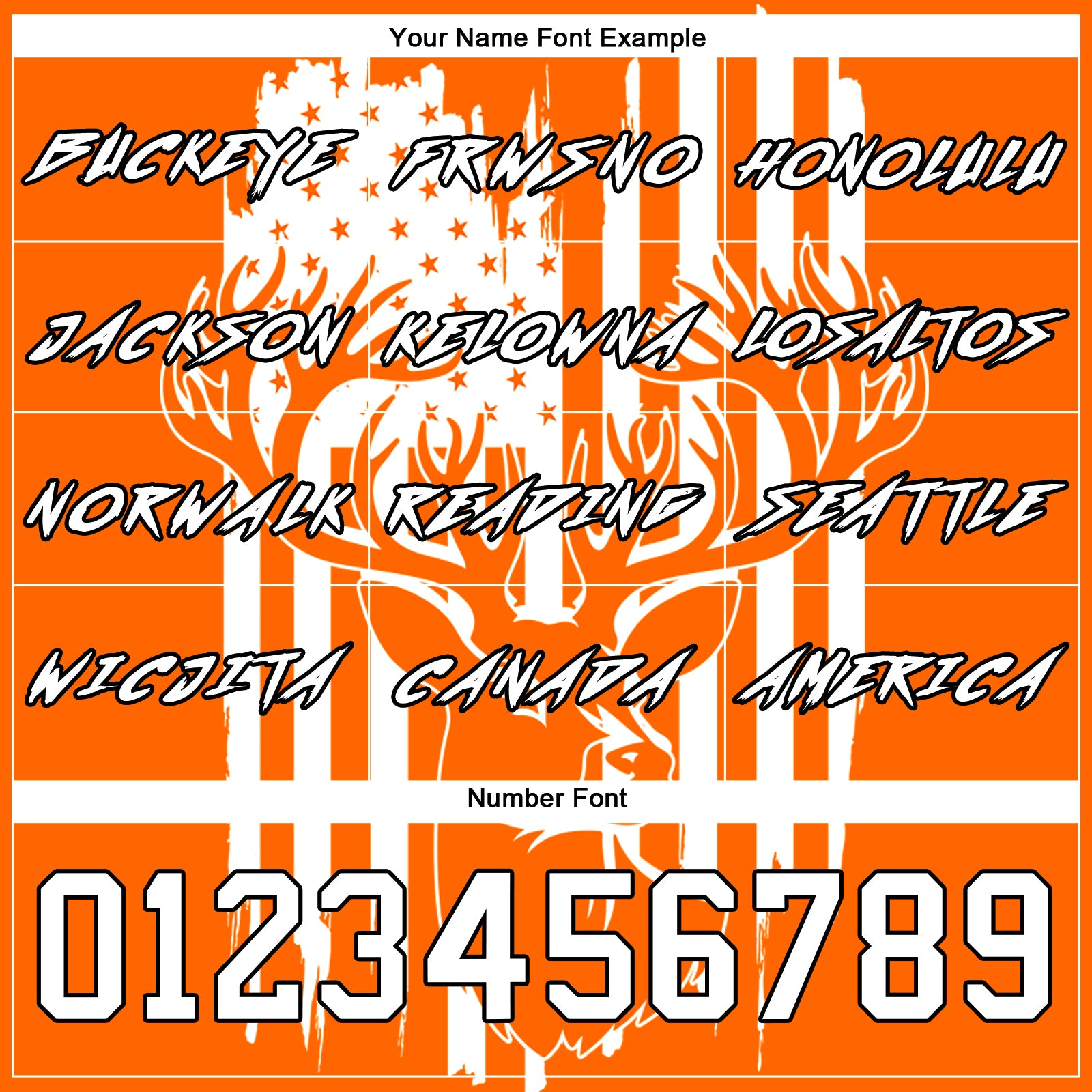 Custom Bay Orange White-Black 3D American Flag And Deer Hunting Sports Pullover Sweatshirt Hoodie