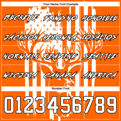 Custom Bay Orange White-Black 3D American Flag And Deer Hunting Sports Pullover Sweatshirt Hoodie