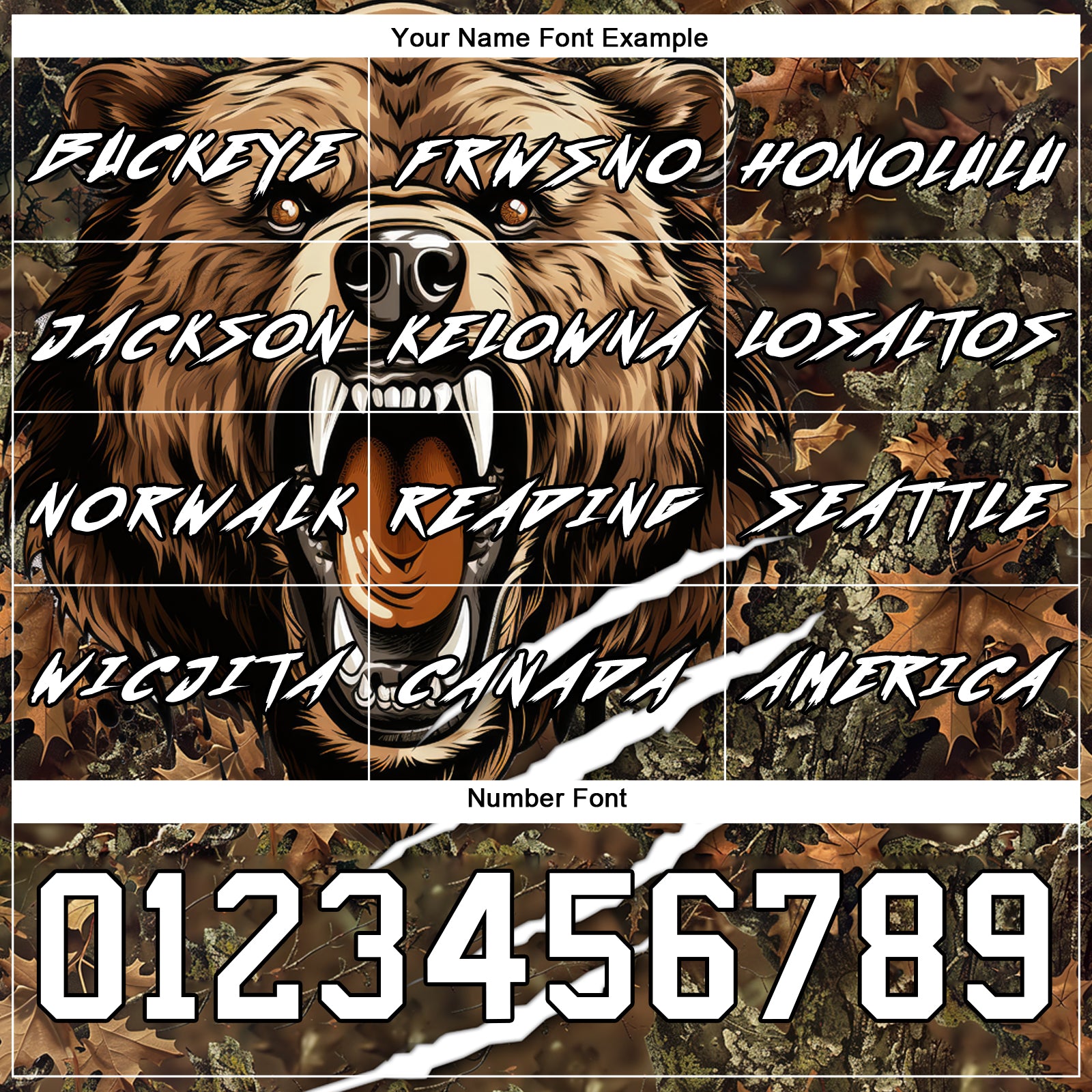 Custom Camo Black-White 3D Bear Hunting Sports Pullover Sweatshirt Hoodie