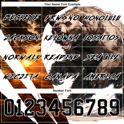 Custom Black White 3D Bear Hunting Sports Pullover Sweatshirt Hoodie