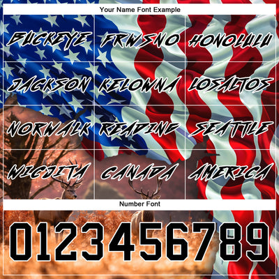 Custom Black White 3D American Flag And Deer Hunting Sports Pullover Sweatshirt Hoodie