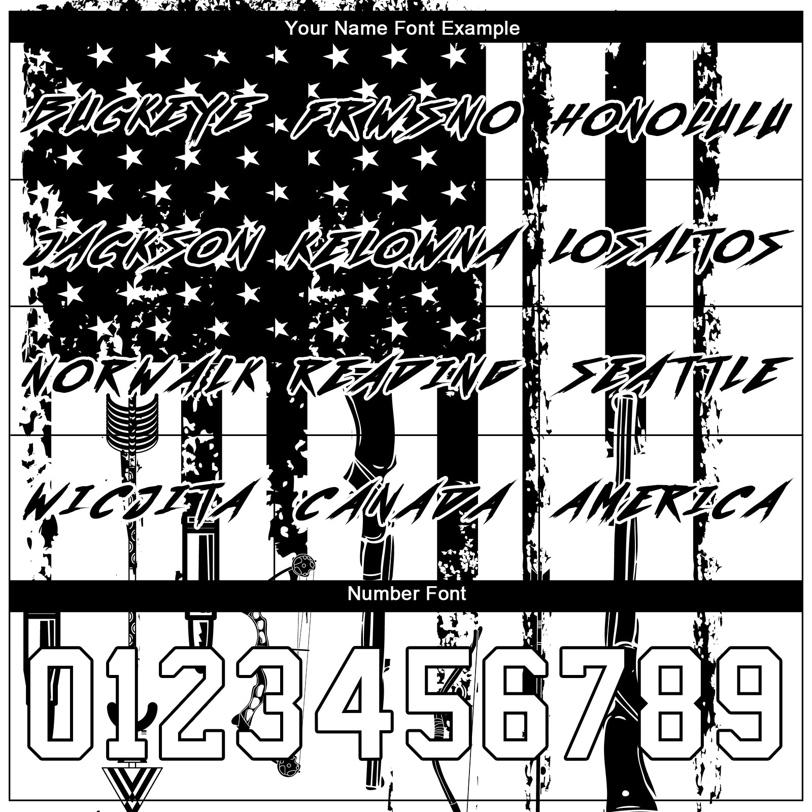 Custom Black White 3D American Flag And Hunting Tools Sports Pullover Sweatshirt Hoodie