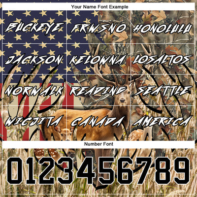 Custom Camo Black-White 3D American Flag And Deer Hunting Sports Pullover Sweatshirt Hoodie