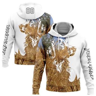 Custom White Black 3D Dog Hunting Sports Pullover Sweatshirt Hoodie