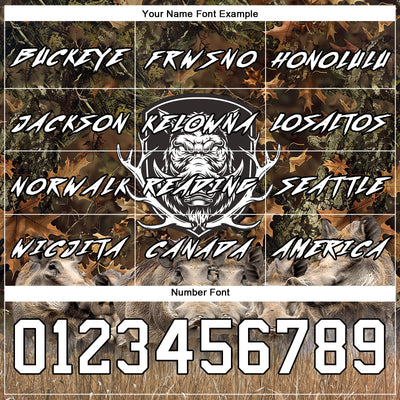 Custom Camo White-Black 3D Wild Boar Hunting Sports Pullover Sweatshirt Hoodie