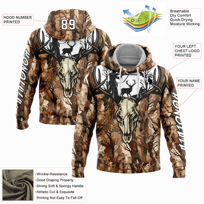 Custom Camo White-Black 3D Gun Hunter Deer Hunting Sports Pullover Sweatshirt Hoodie
