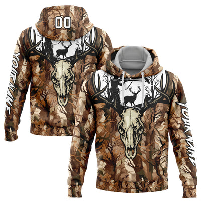 Custom Camo White-Black 3D Gun Hunter Deer Hunting Sports Pullover Sweatshirt Hoodie