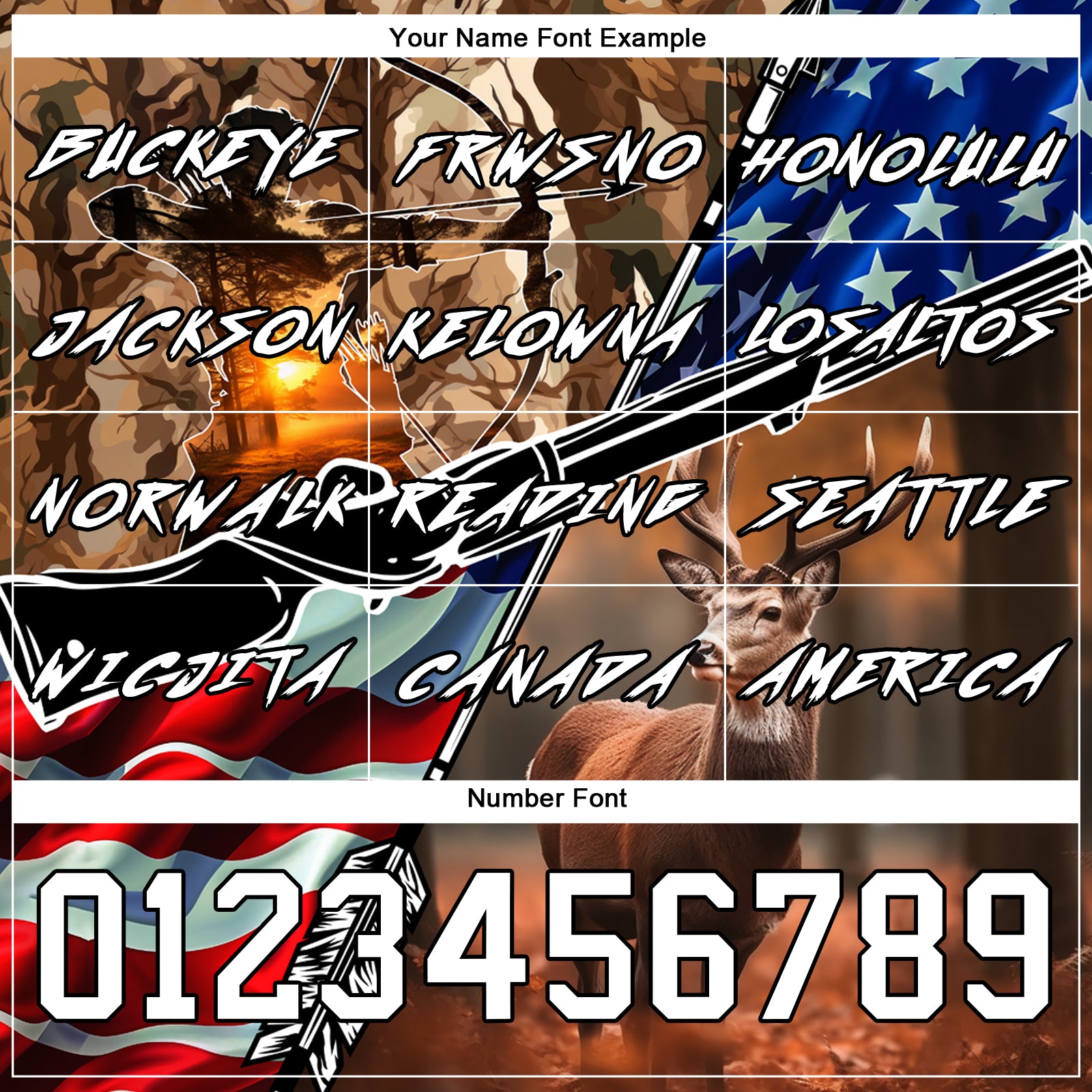 Custom Camo White-Black 3D American Flag And Hunting Tools Deer Hunting Sports Pullover Sweatshirt Hoodie