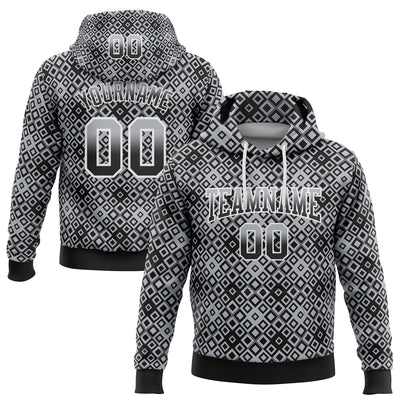 Custom Stitched Gray Black-White 3D Pattern Design Geometric Gradient Square Shapes Sports Pullover Sweatshirt Hoodie