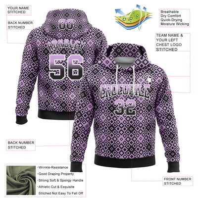 Custom Stitched Light Purple Black-White 3D Pattern Design Geometric Gradient Square Shapes Sports Pullover Sweatshirt Hoodie
