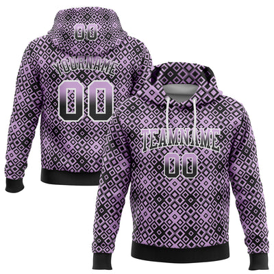Custom Stitched Light Purple Black-White 3D Pattern Design Geometric Gradient Square Shapes Sports Pullover Sweatshirt Hoodie