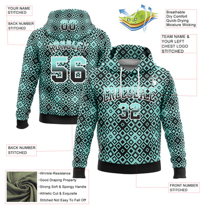 Custom Stitched Ice Blue Black-White 3D Pattern Design Geometric Gradient Square Shapes Sports Pullover Sweatshirt Hoodie