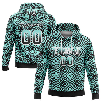 Custom Stitched Ice Blue Black-White 3D Pattern Design Geometric Gradient Square Shapes Sports Pullover Sweatshirt Hoodie